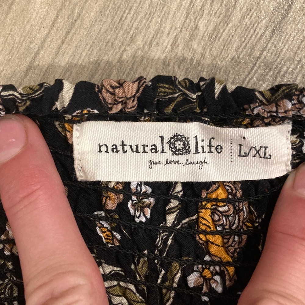 NATURAL LIFE Black Floral Wide Leg Pants - Picture 2 of 5